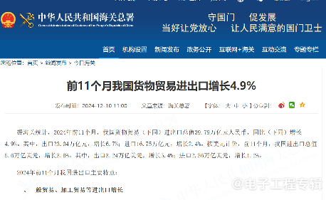 前11个月中国集成电路出口额，突破万亿元(图1)