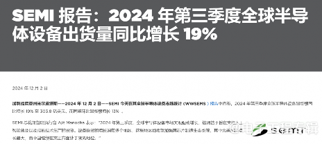 2024Q3全球半导体设备出货额303.8亿美元,中国大陆占比超三成(图1) 2024Q3全球半导体设备出货额303.8亿美元,中国大陆占比超三成(图1)