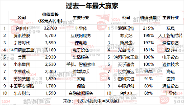 2024 胡润中国 500 强发布：华为重返前十，第一是半导体企业(图7)